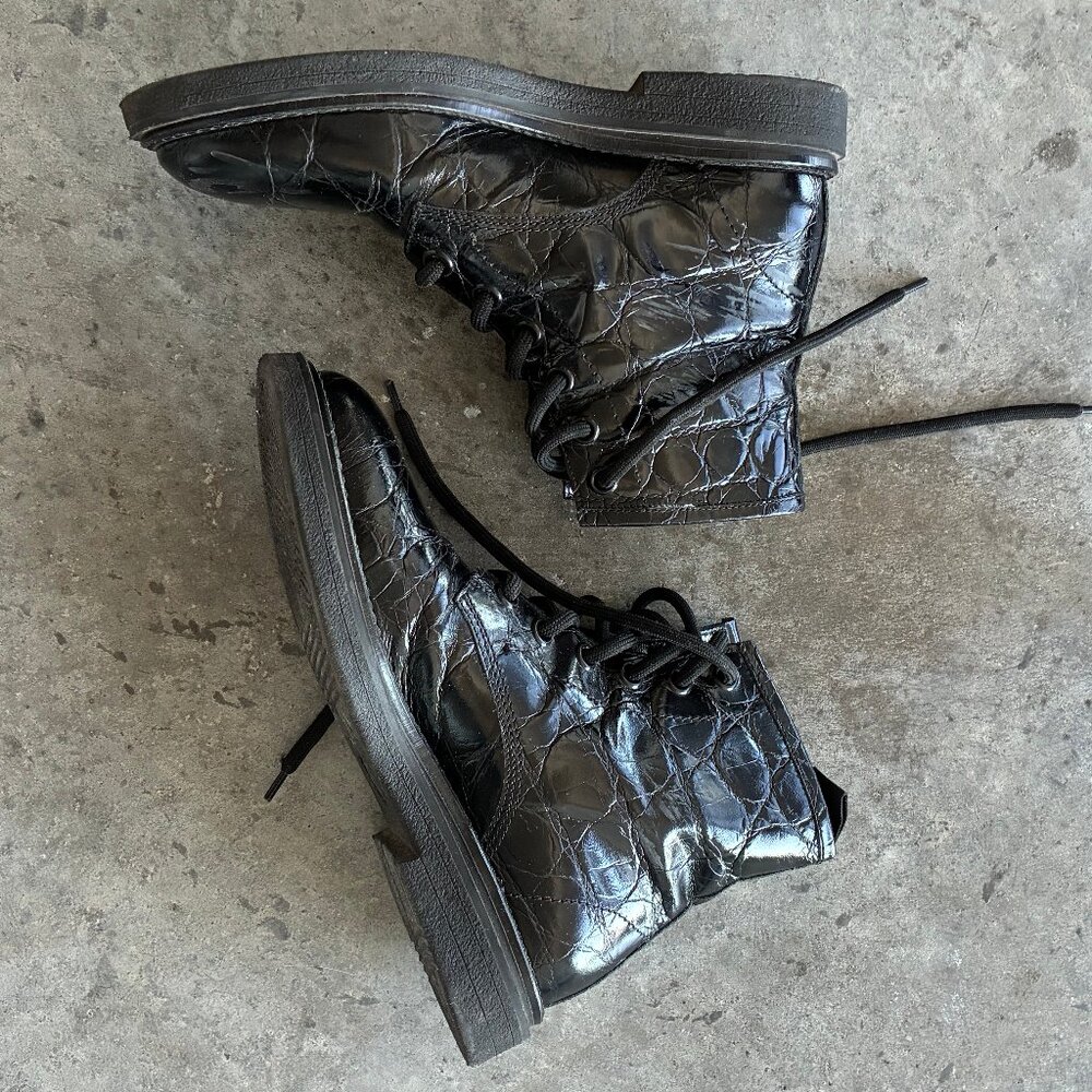 AGL Moreen Bootie Patent Leather Black Crocodile (EU 37.5, US 7.5)